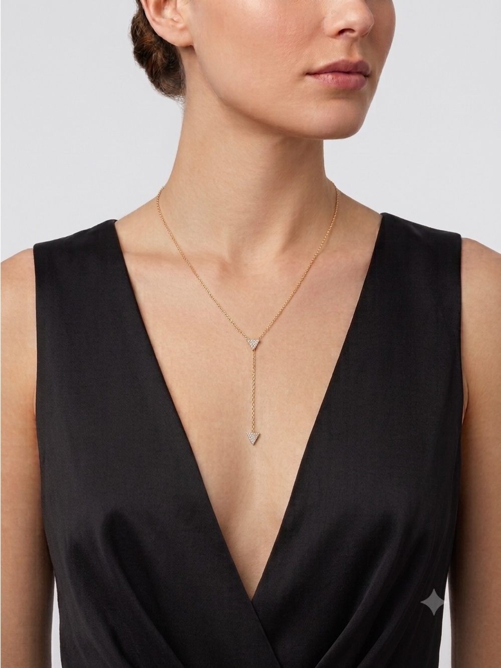 Adina Reyter 14K Yellow Gold Pavé Diamond Double Triangle Lariat Necklace